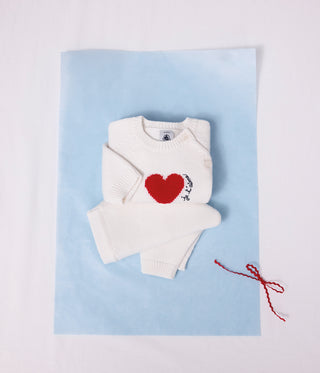 Babies' Jacquard Heart-Patterned Knitted Outfit