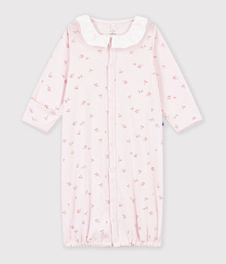 Babies' Floral-Print Cotton Jumpsuit/Sleeping Bag with a Collar