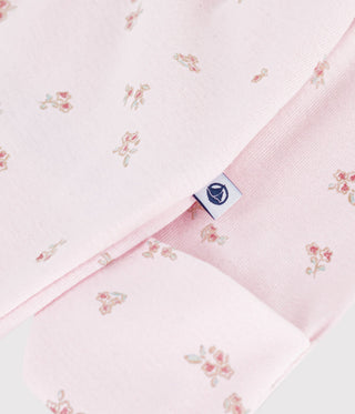 Babies' Floral-Print Cotton Jumpsuit/Sleeping Bag with a Collar