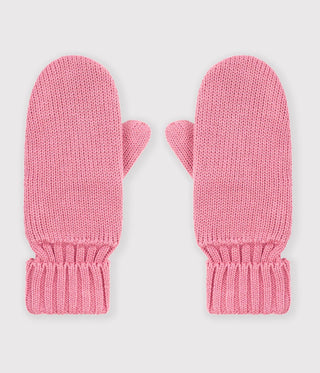 Children's Plain Knitted Mittens Lined with Fleece