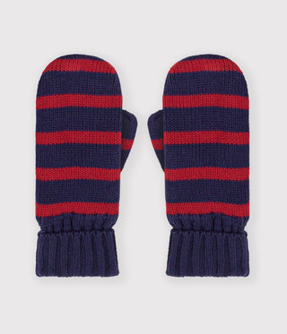 Children's Stripy Knitted Polar Fleece-Lined Mittens