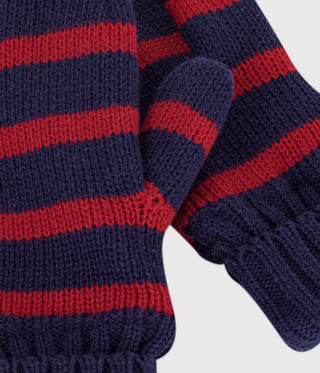 Children's Stripy Knitted Polar Fleece-Lined Mittens