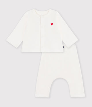 Babies' Set in Plain Embroidered Cotton Chest