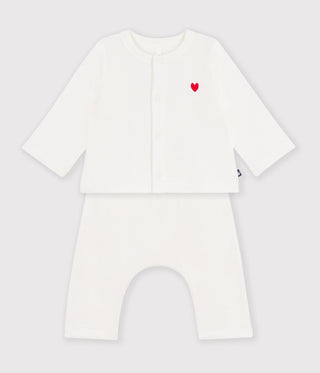 Babies' Set in Plain Embroidered Cotton Chest