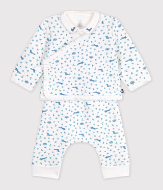 Babies' Outfit in Cotton with Foxes Printed On The Collar