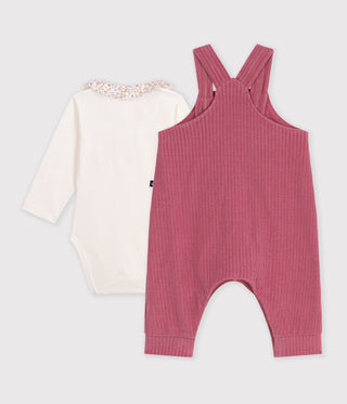 Babies' Floral Print Cotton Dungarees/Body Set