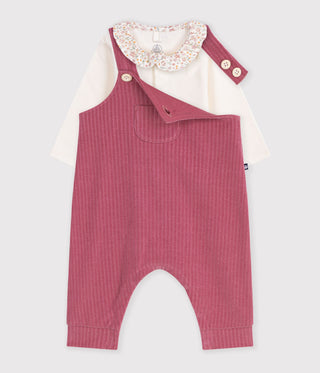 Babies' Floral Print Cotton Dungarees/Body Set