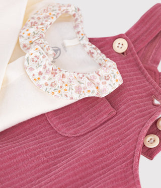 Babies' Floral Print Cotton Dungarees/Body Set