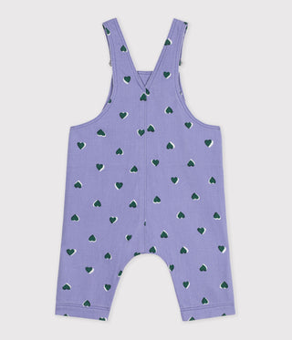 Babies' Dungarees in Serge with Long Legs and a Heart Print