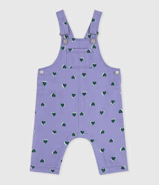 Babies' Dungarees in Serge with Long Legs and a Heart Print