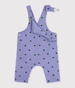 Babies' Dungarees in Serge with Long Legs and a Heart Print