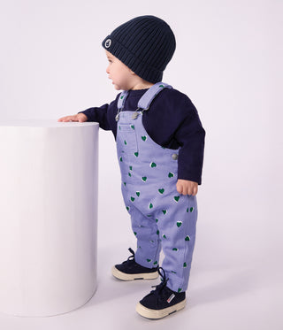 Babies' Dungarees in Serge with Long Legs and a Heart Print