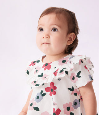 Babies' Long Sleeved Floral-Print Cotton Dress
