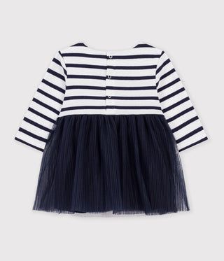 Babies' Long-Sleeved Stripy Dress in Two Materials