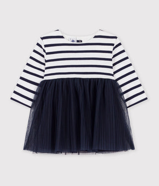 Babies' Long-Sleeved Stripy Dress in Two Materials