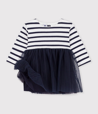 Babies' Long-Sleeved Stripy Dress in Two Materials