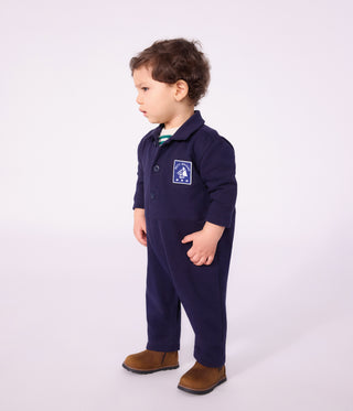 Babies' Long Plain Cotton Jumpsuit