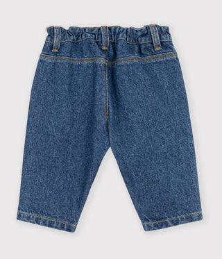 Babies' Trousers in Plain Denim with Heart Embroidery