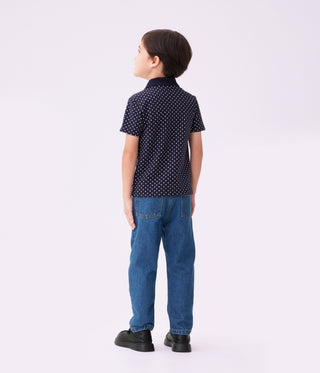 Boy's Cotton Polo Shirt with Short Sleeves and a Star Print