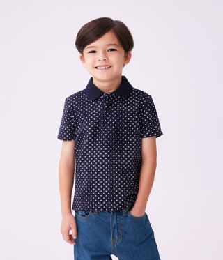 Boy's Cotton Polo Shirt with Short Sleeves and a Star Print
