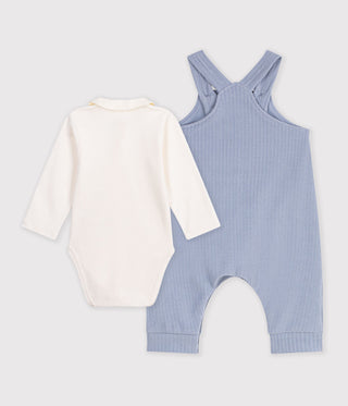 Babies' Dungarees and Bodysuit Set in Cotton with a Plain Collar