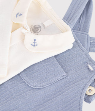 Babies' Dungarees and Bodysuit Set in Cotton with a Plain Collar