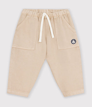 Babies' Cargo-Style Trousers in Plain Cotton with a Badge