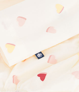 Babies' Short-Sleeved Cotton Dress Printed with Hearts