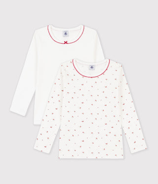 Girls' Long-Sleeved Printed Cotton T-Shirts - 2-Pack