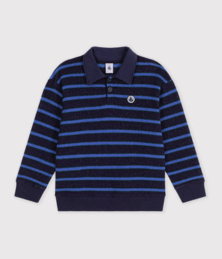 Children's Stripy Cotton Polo Neck Sweatshirt