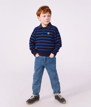 Children's Stripy Cotton Polo Neck Sweatshirt