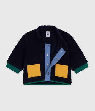 Babies' Plain Padded Sherpa Coat with a Hood