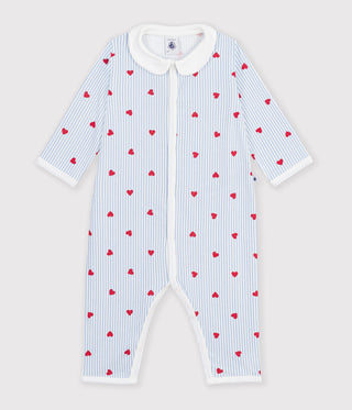 Babies' Heart-Print Cotton Long Jumpsuit