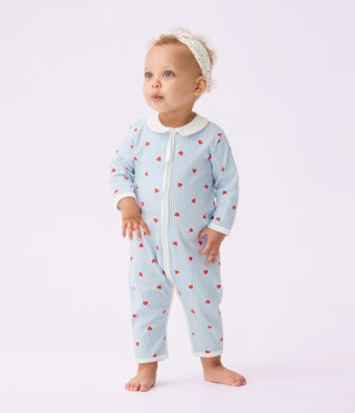 Babies' Heart-Print Cotton Long Jumpsuit