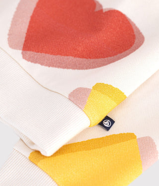 Girls' Cotton Sweatshirt Printed with Hearts