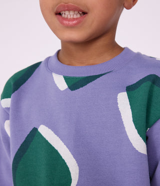 Girls' Cotton Sweatshirt Printed with Hearts