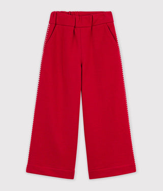 Girls' Wide-Leg Cotton Jogging Bottoms