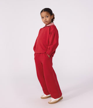Girls' Wide-Leg Cotton Jogging Bottoms