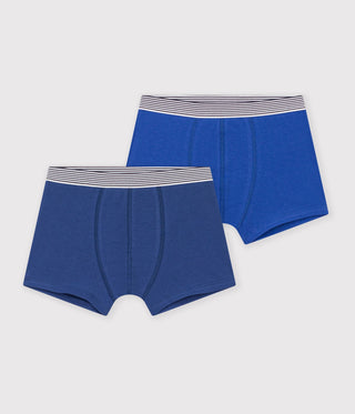 Junior Boxers in Plain Cotton and Elastane - 2-Pack