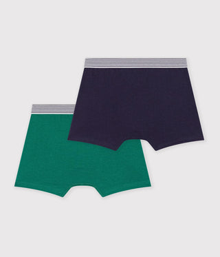 Junior Boxers in Plain Cotton and Elastane - 2-Pack