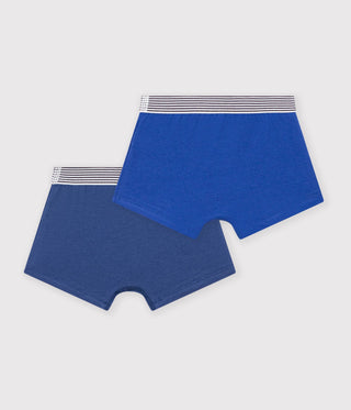 Junior Boxers in Plain Cotton and Elastane - 2-Pack