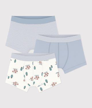 Boys' Boxer Shorts in Printed Cotton with Covered Waistbands - 3-Pack