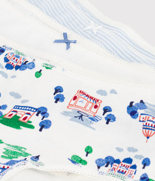 Girls' Paris Print Cotton Pants - 3-Pack