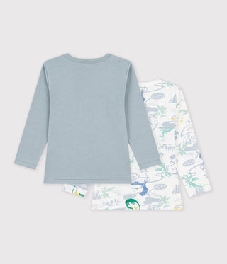 Children's Long-Sleeved Dragon Print Cotton T-Shirts - 2-Pack