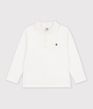 Children's Plain Long-Sleeved Cotton Polo Shirt