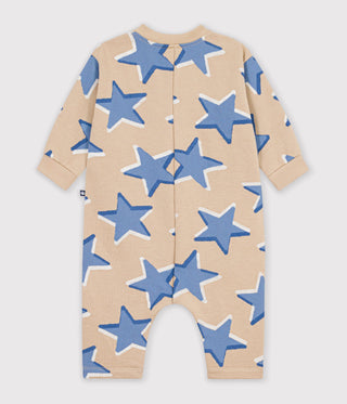 Babies' Long Jumpsuit in Cotton with a Star Print