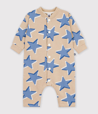 Babies' Long Jumpsuit in Cotton with a Star Print