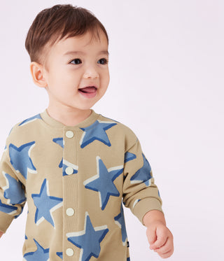 Babies' Long Jumpsuit in Cotton with a Star Print