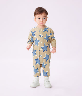 Babies' Long Jumpsuit in Cotton with a Star Print