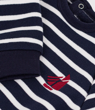 Babies' Long Stripy Cotton Jumpsuit